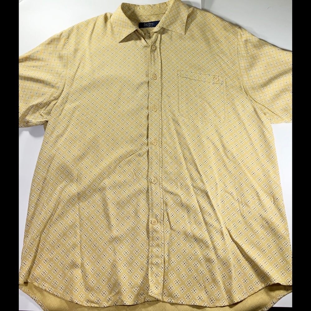Nat Nast Size Lg. 100% Silk 5 O Clock Club Shirt